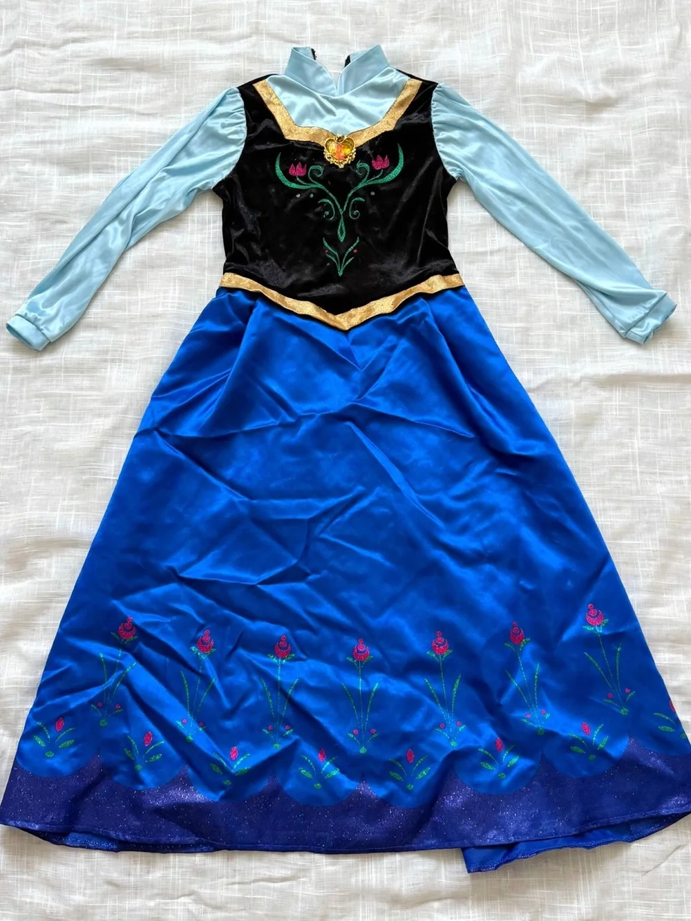 Disney Frozen Anna Costume Dress Girls Size Medium 7-8 Blue Princess Halloween
